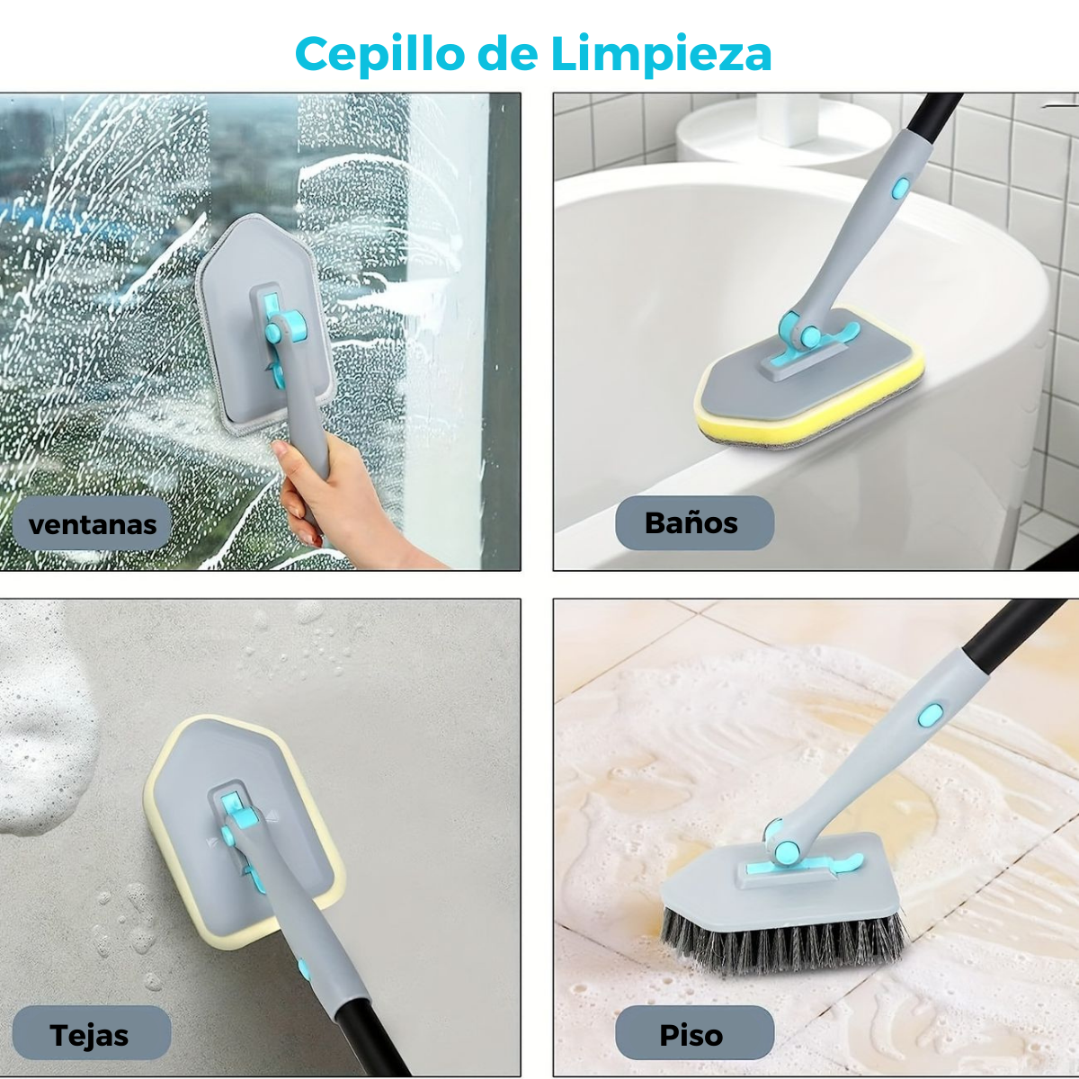 Cepillo de Limpieza 3 en 1 con Mango Retráctil | KOMFORT