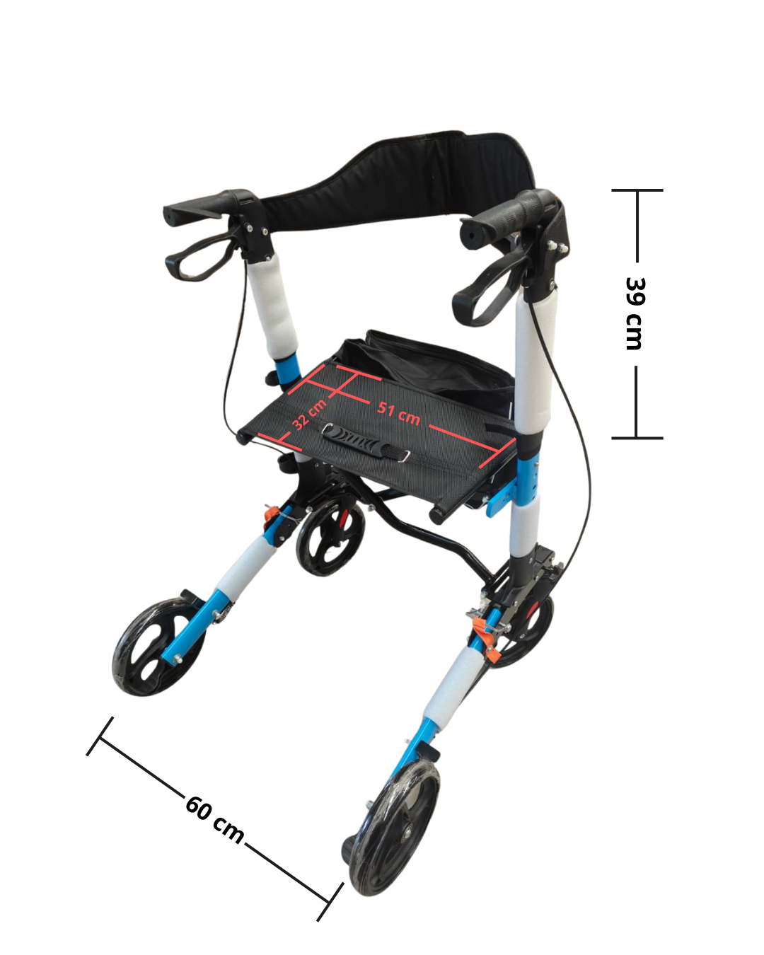 Andadera Plegable con Asiento, Frenos y Bolsa de Almacenamiento | KOMFORT