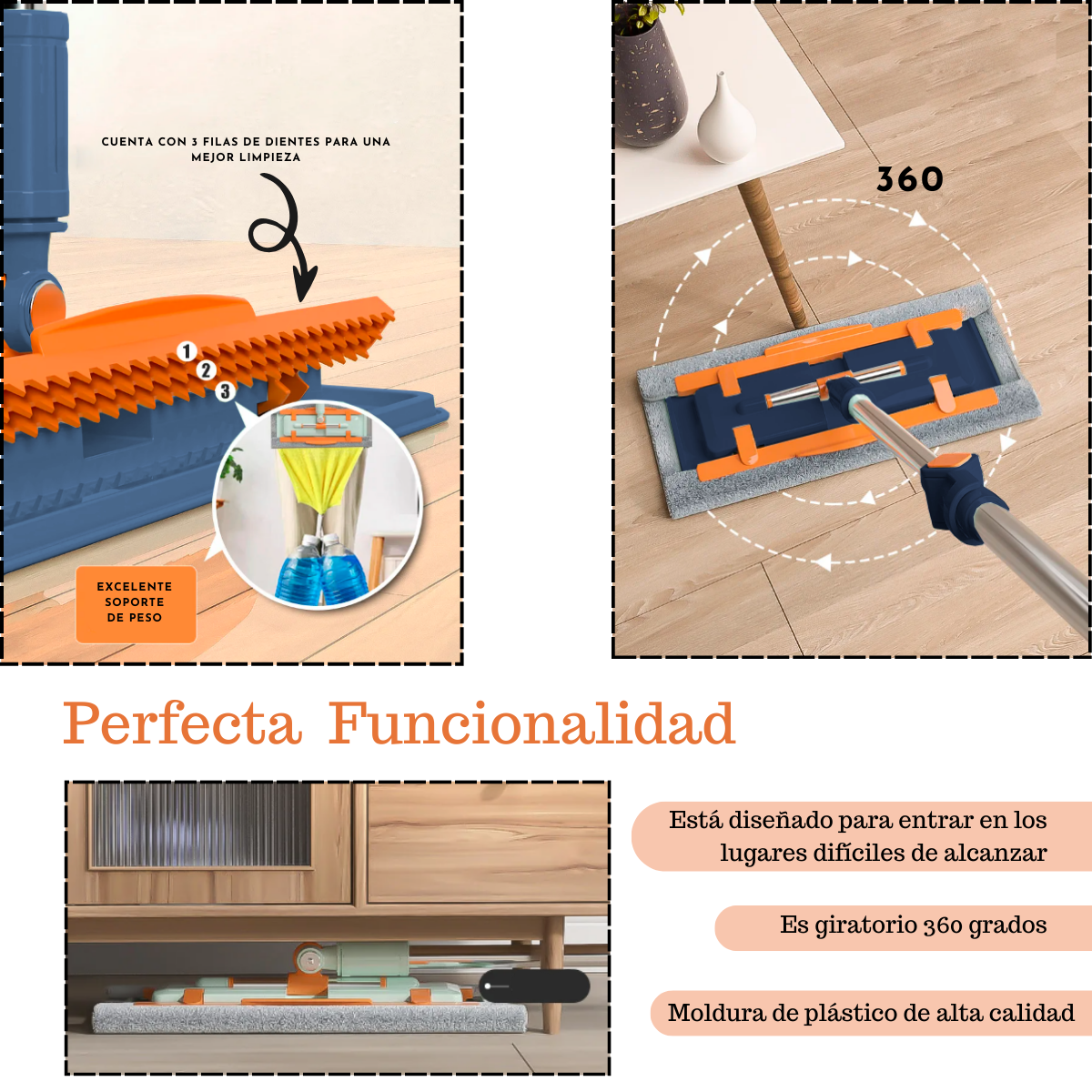 Fregona Plana con Almohadillas de Microfibra | KOMFORT