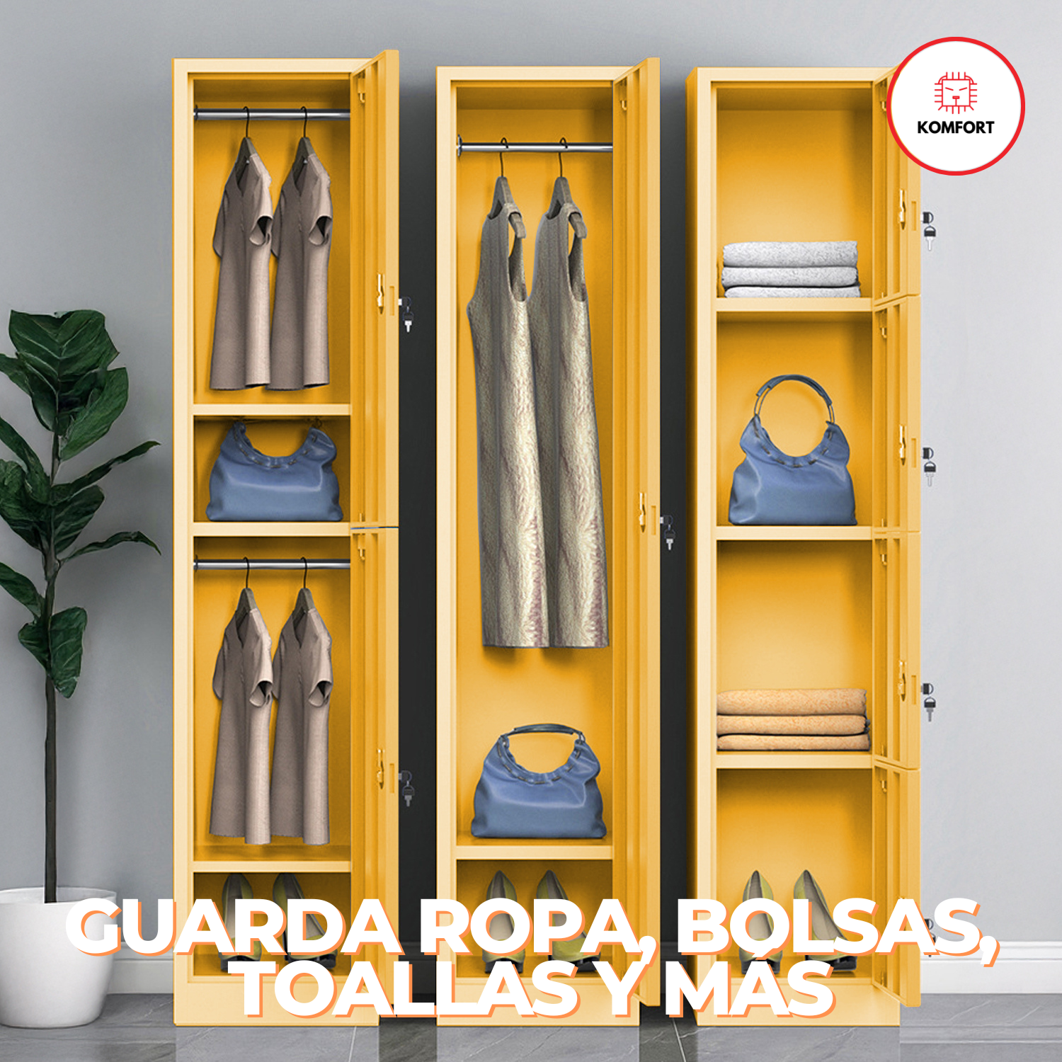 Locker Metálico de 2 Puertas con Llave | KOMFORT