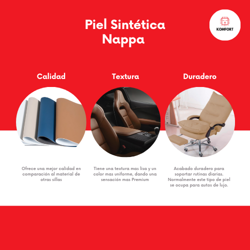 Silla Ejecutiva Reclinable con Reposapiés en Piel Sintética Nappa | KOMFORT