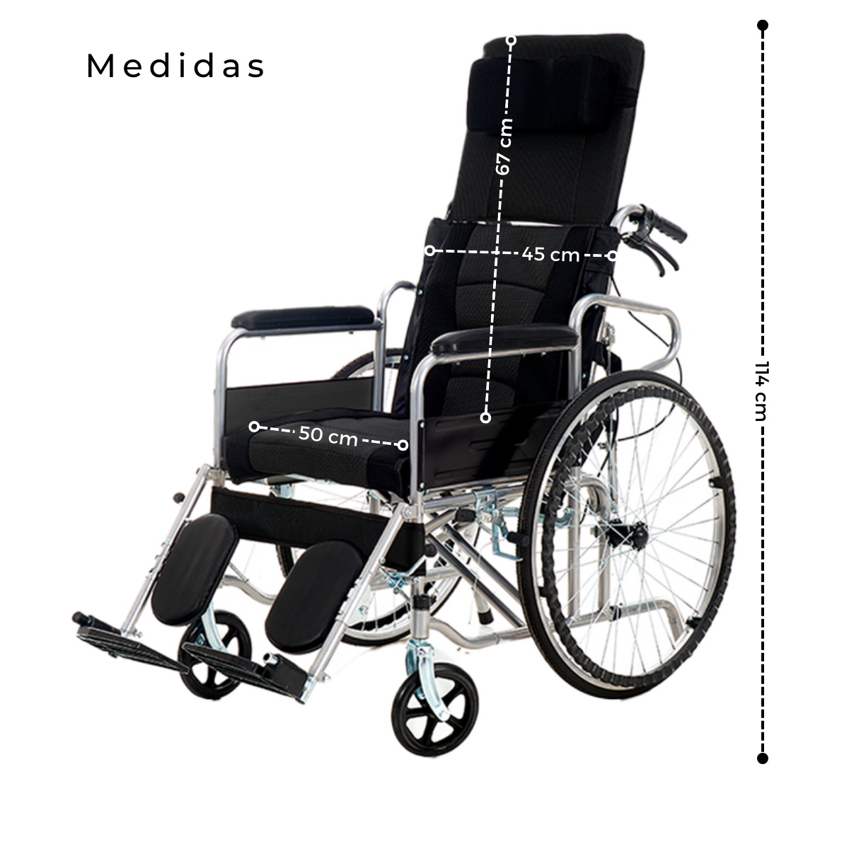 Silla de Ruedas Reclinable con Reposapiés Elevables | KOMFORT