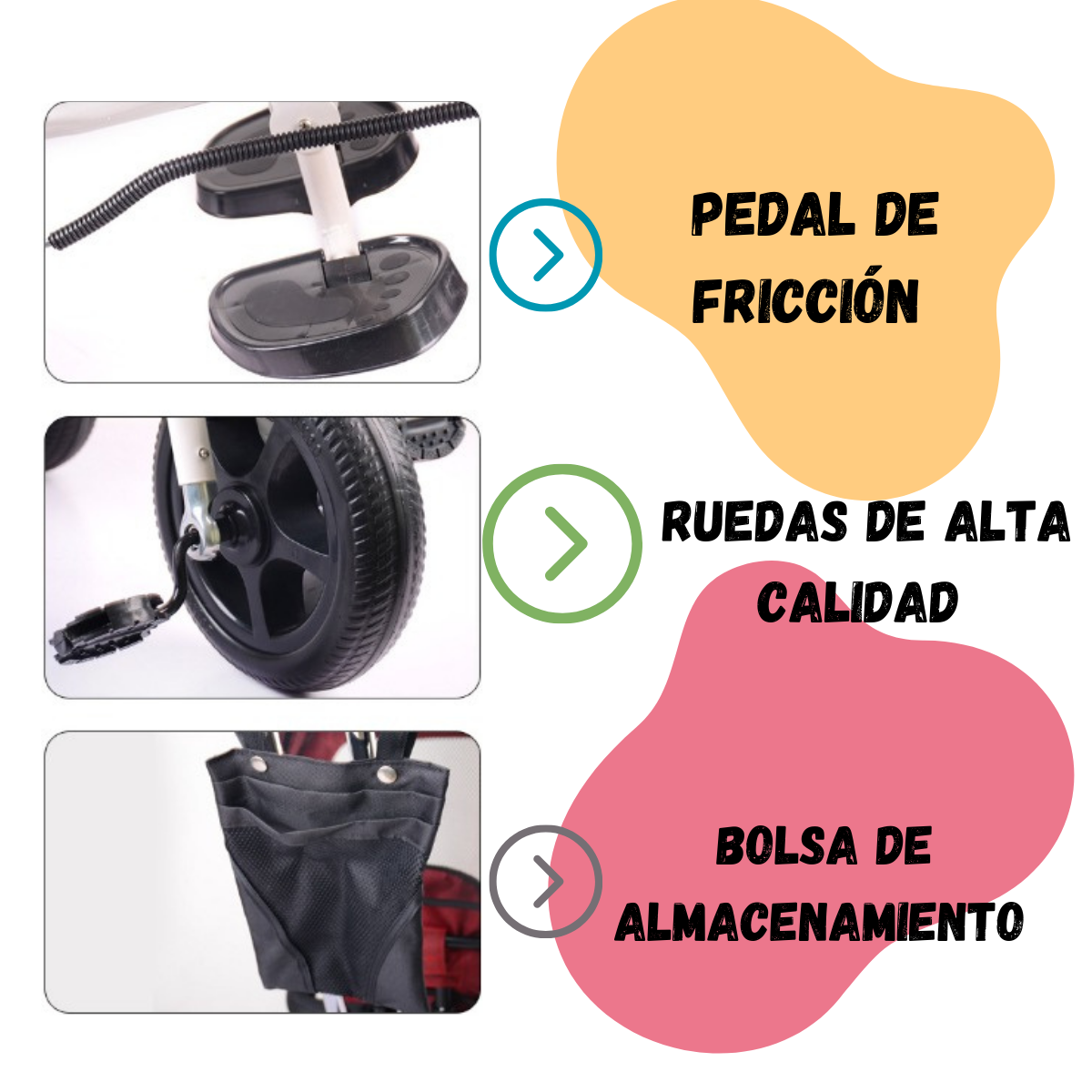 Triciclo Infantil Paseo 2 en 1 con Capota y Manija | KOMFORT