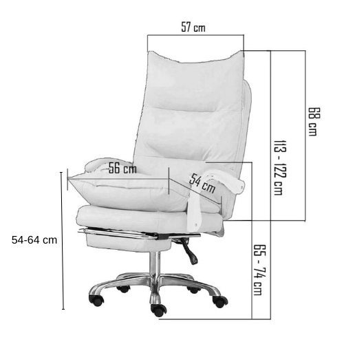 Silla Ejecutiva Reclinable con Reposapiés en Piel Sintética Nappa | KOMFORT