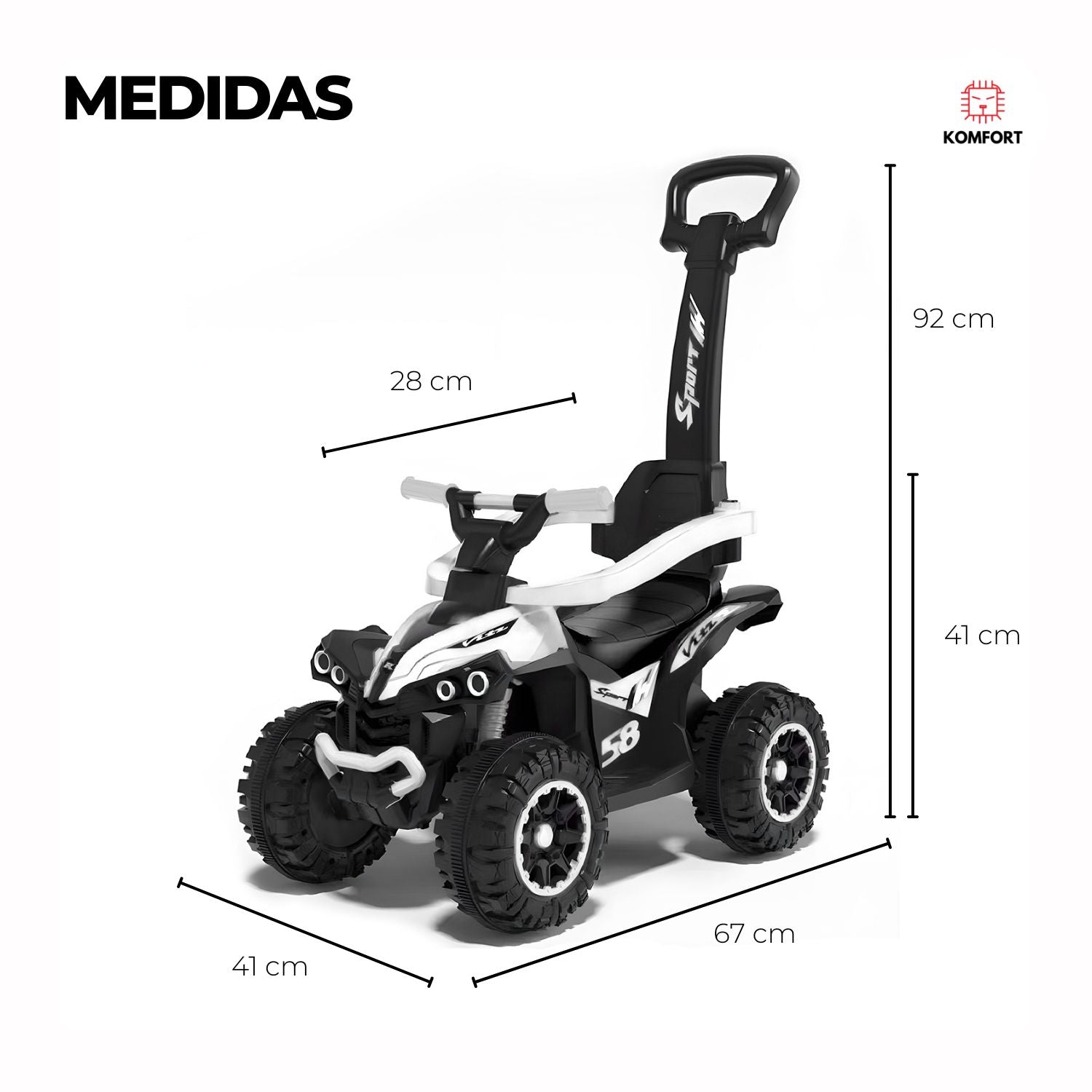 Mini Cuatrimoto Eléctrica Infantil 2 en 1 con Luces | KOMFORT