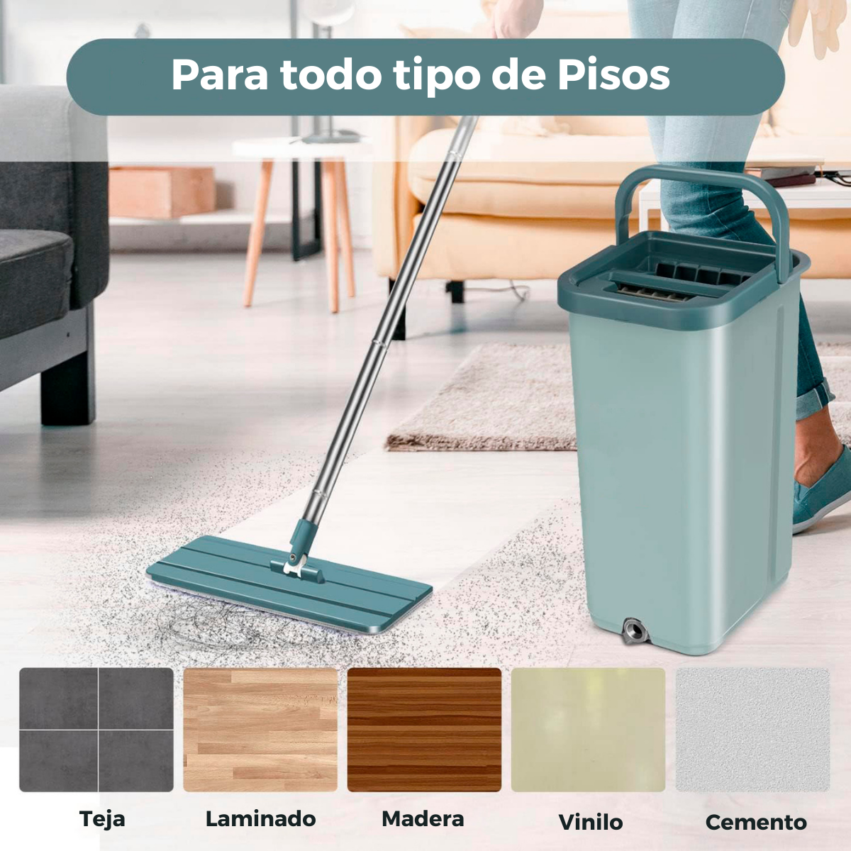 Cubo de Fregona Multiusos con Mop de Microfibra | KOMFORT