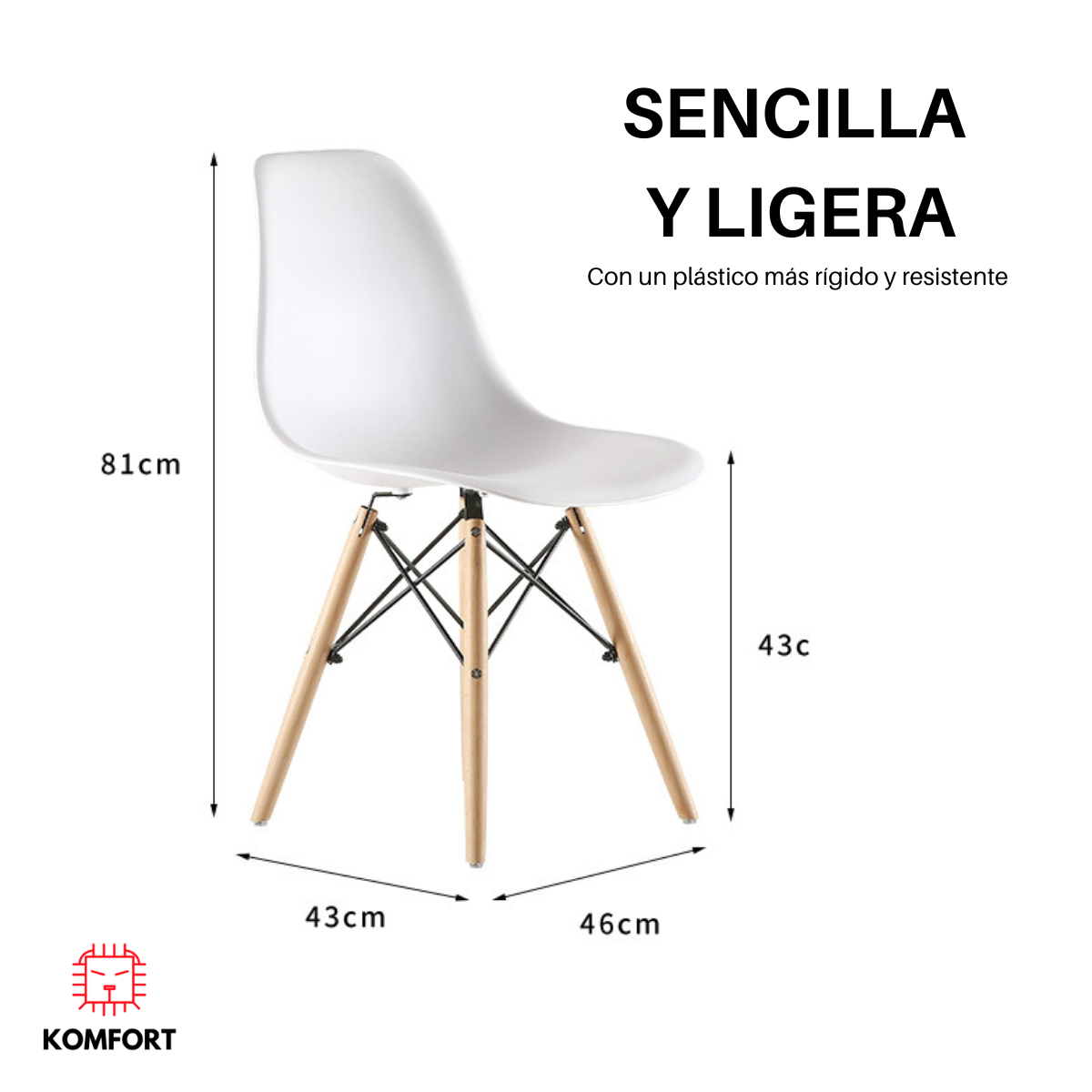 Set de 6 Sillas Comedor Eames KOMFORT