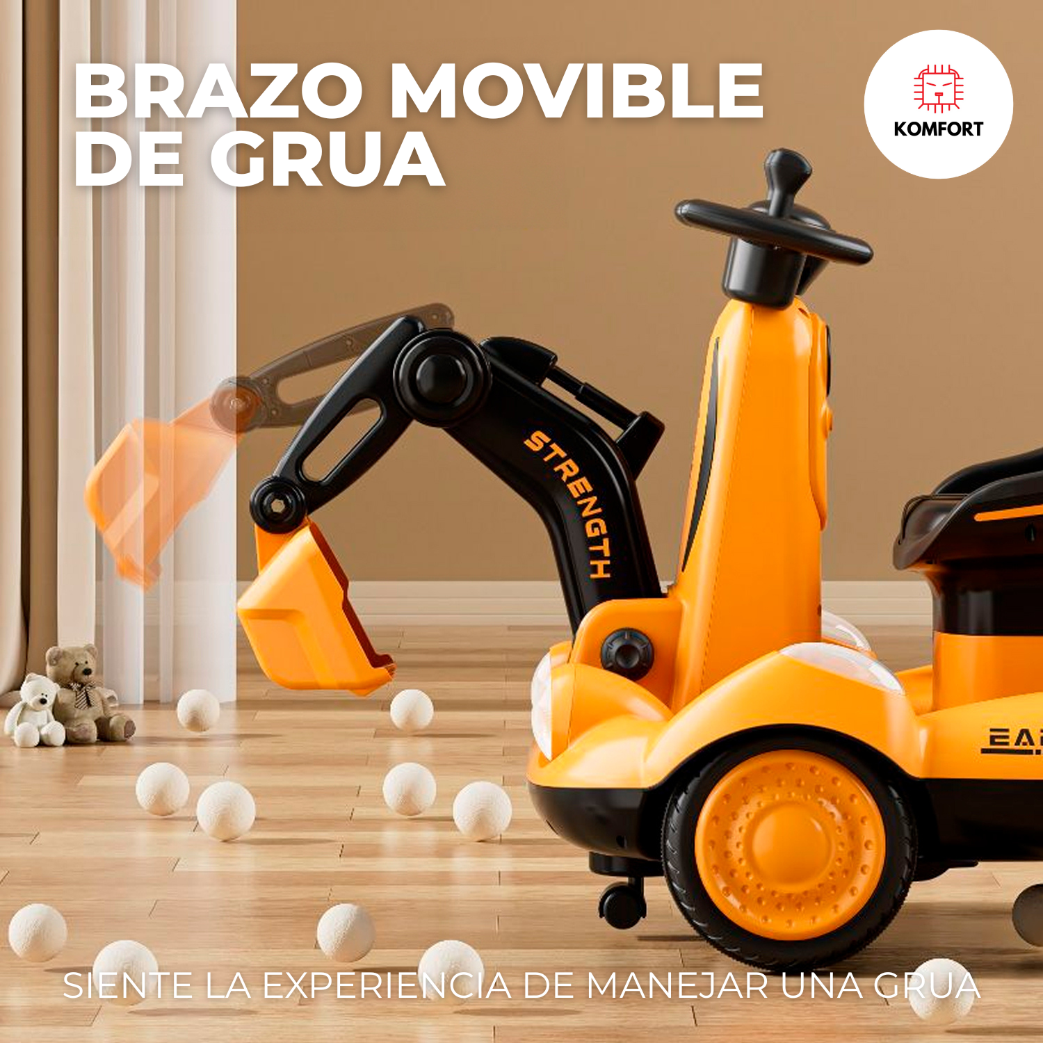 Carro Eléctrico Infantil Diseño Excavadora | KOMFORT