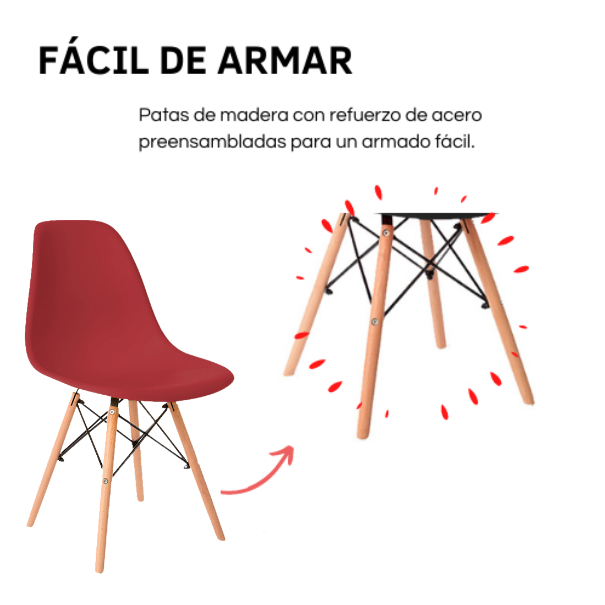 Set de 4 Sillas Comedor Eames KOMFORT