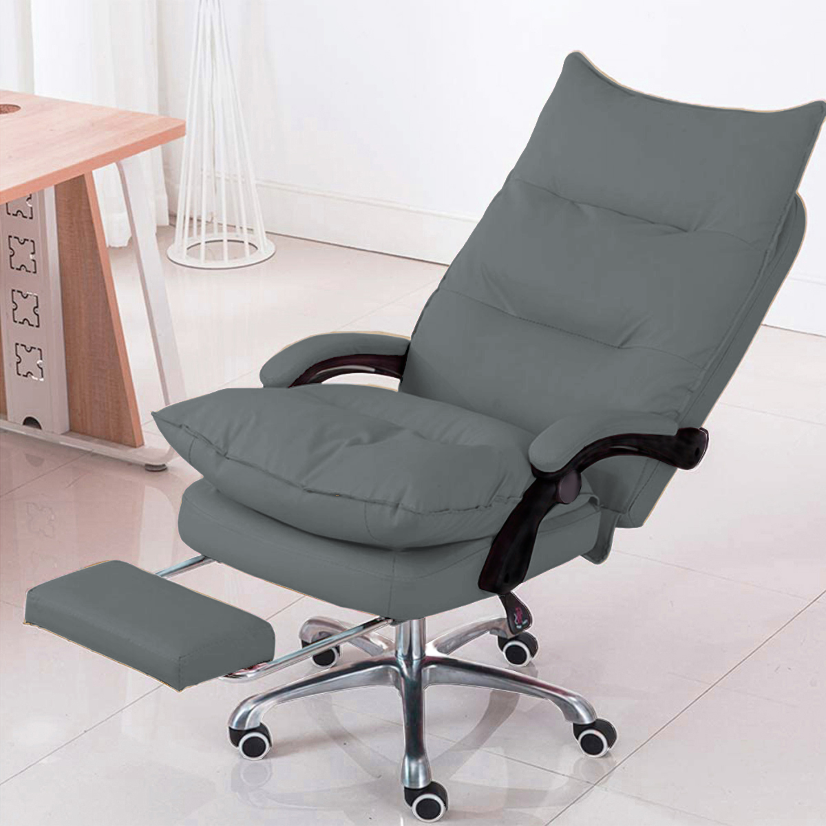 Silla Ejecutiva Reclinable con Reposapiés - Piel Sintética Nappa