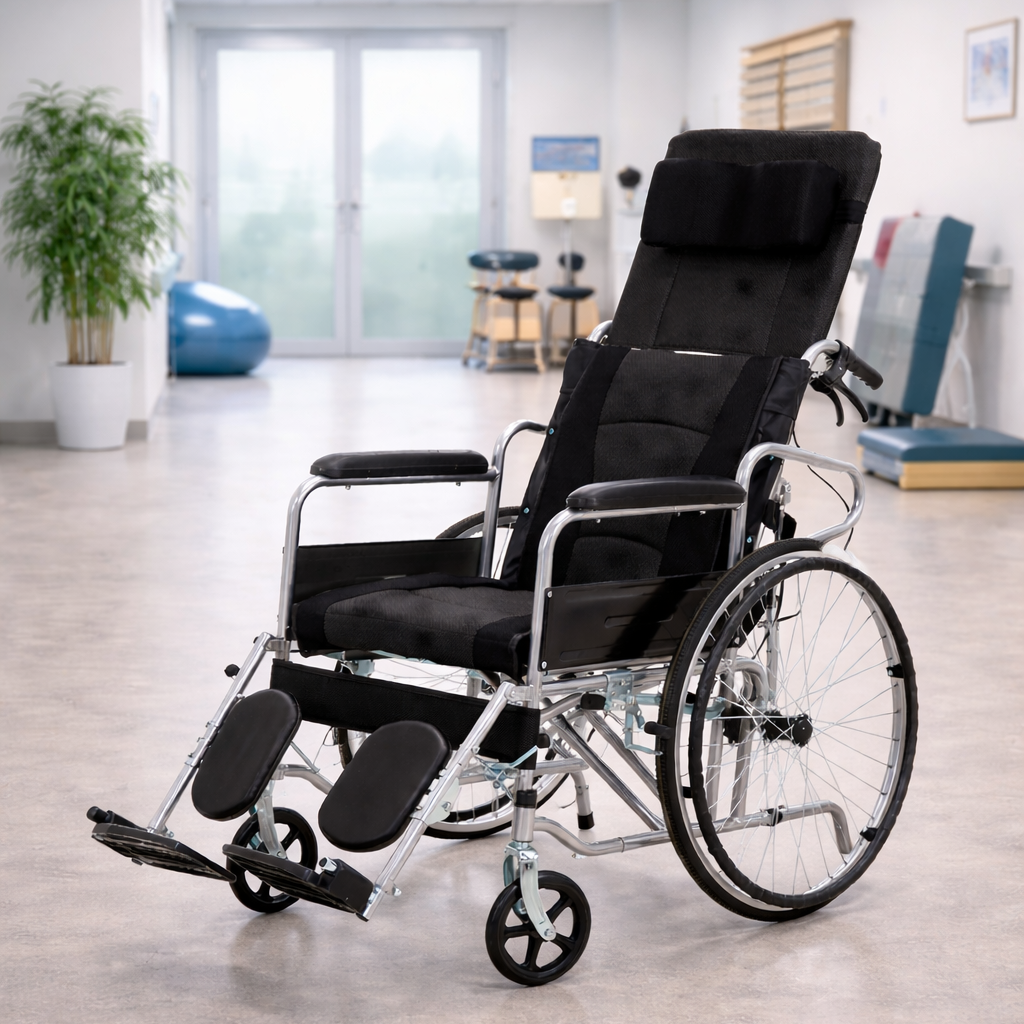 Silla de Ruedas Reclinable con Reposapiés Elevables | KOMFORT