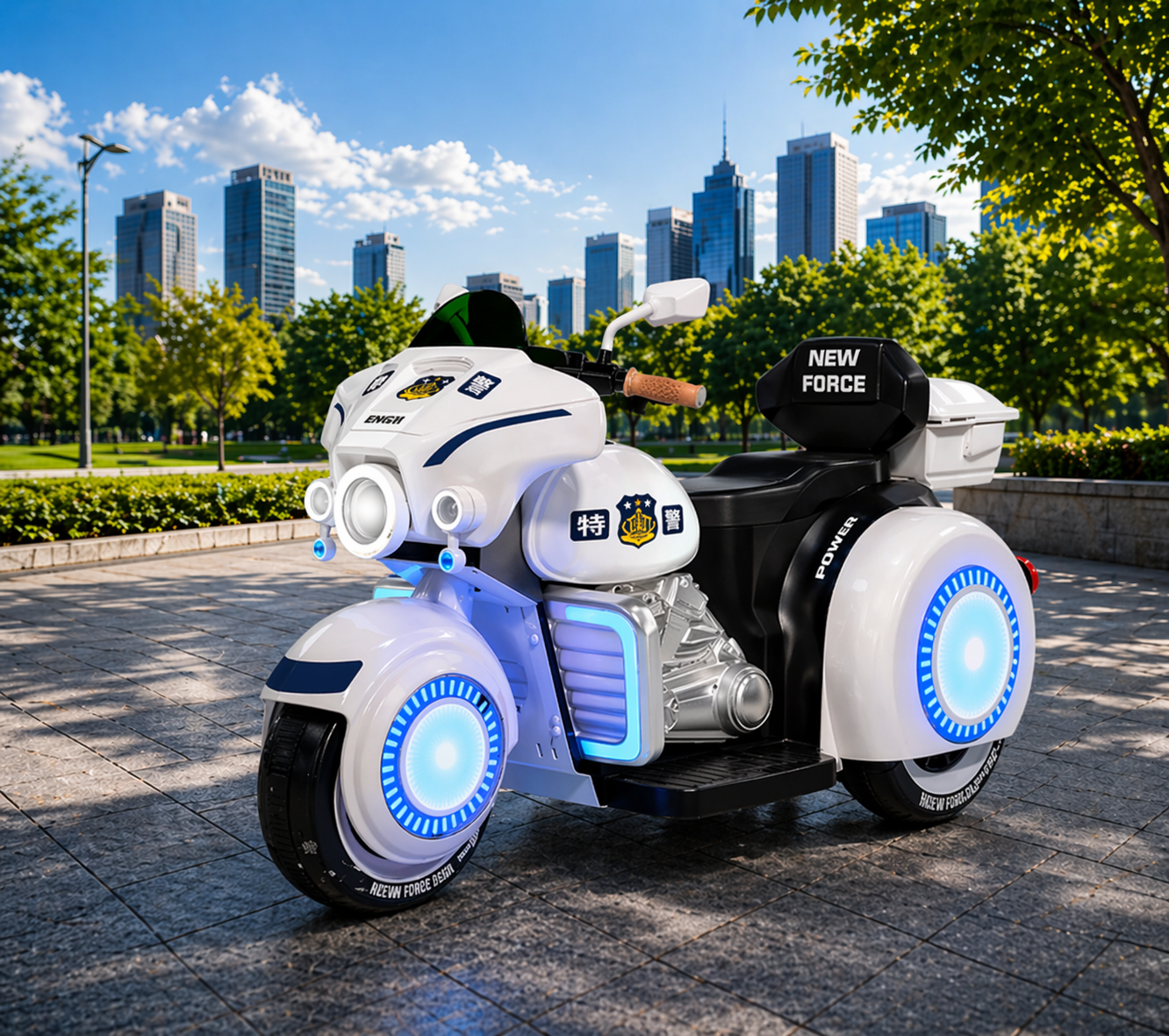 Moto Eléctrica Infantil Policía con Luces y Sonido | KOMFORT