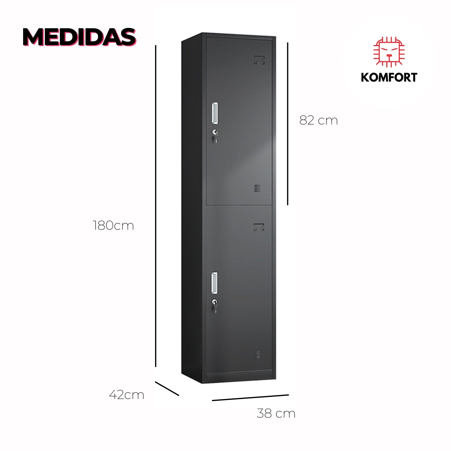 Locker Metálico 2 Puertas con Llave