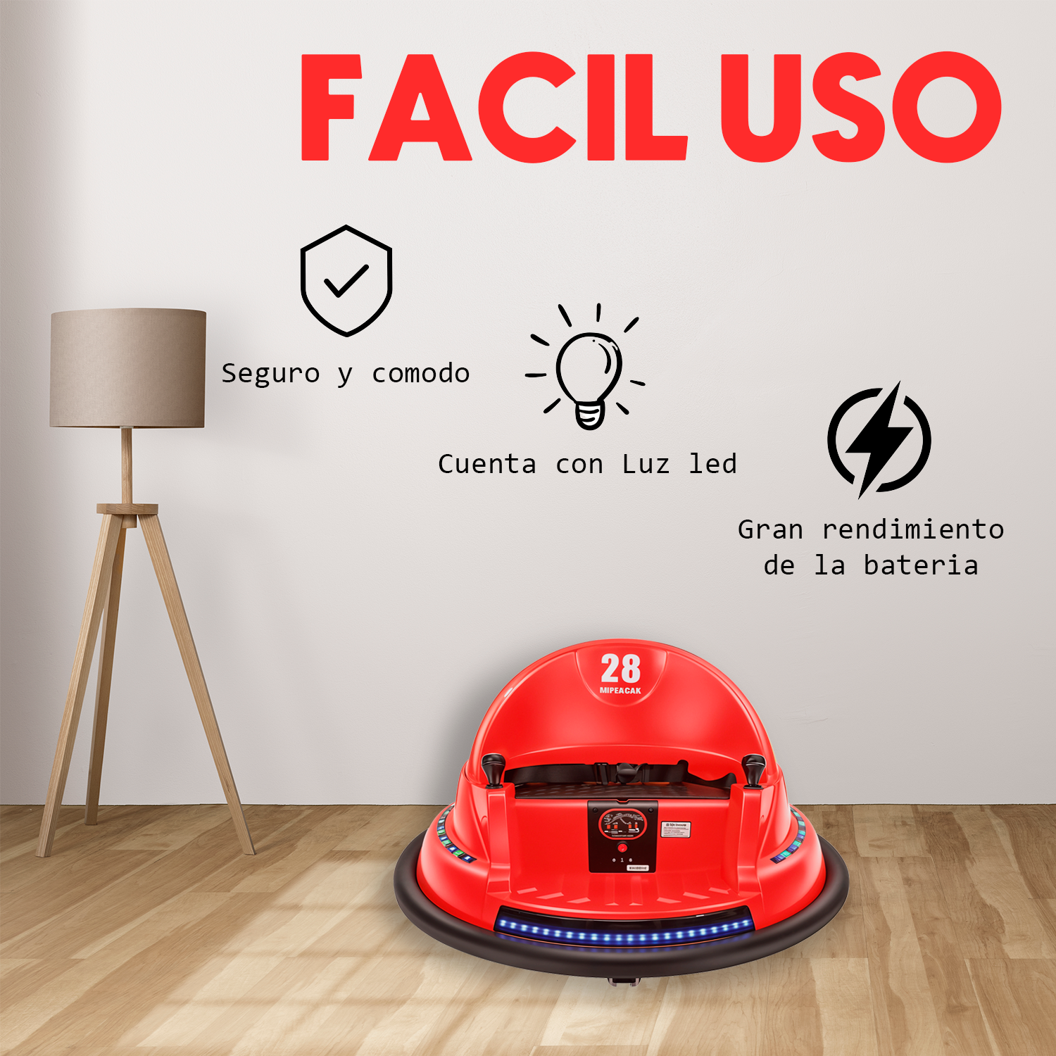 Bumper Car Eléctrico Infantil 360° con Luces LED | KOMFORT