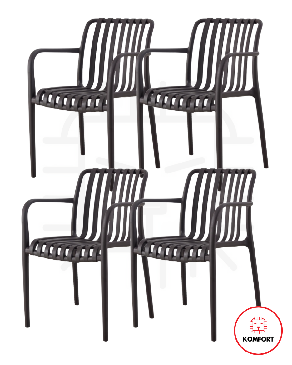 Set de 4 Sillas Modernas Apilables para Interior y Exterior | KOMFORT