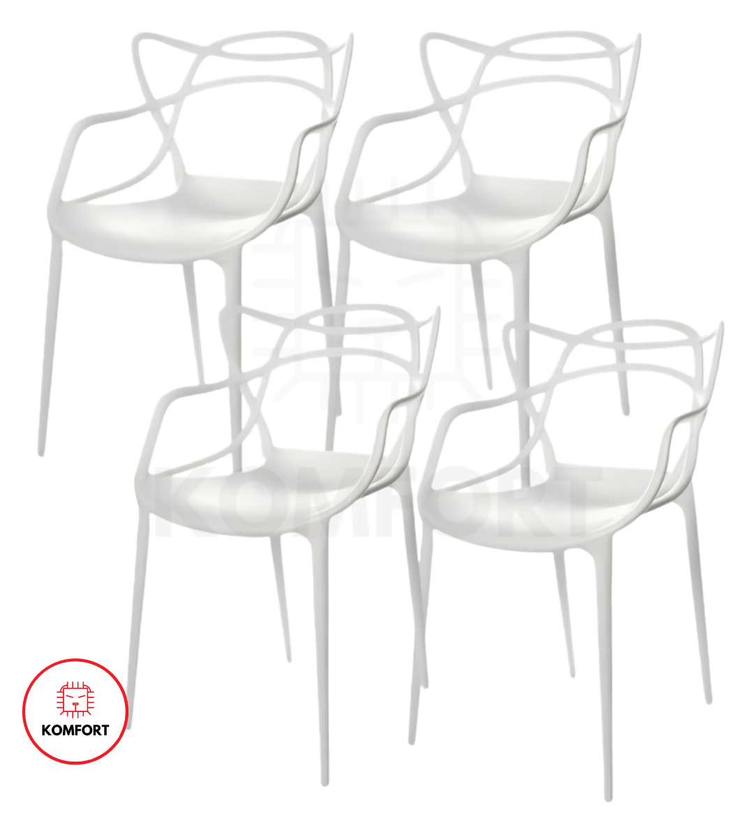 Set de 4 Sillas de Diseño Moderno para Interior y Exterior | KOMFORT
