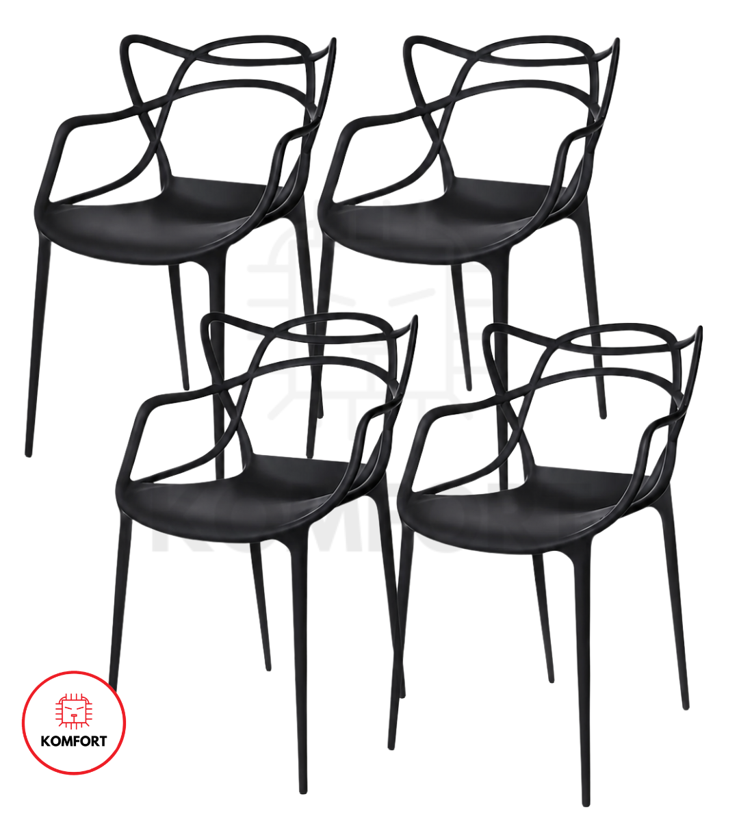 Set de 4 Sillas de Diseño Moderno para Interior y Exterior | KOMFORT