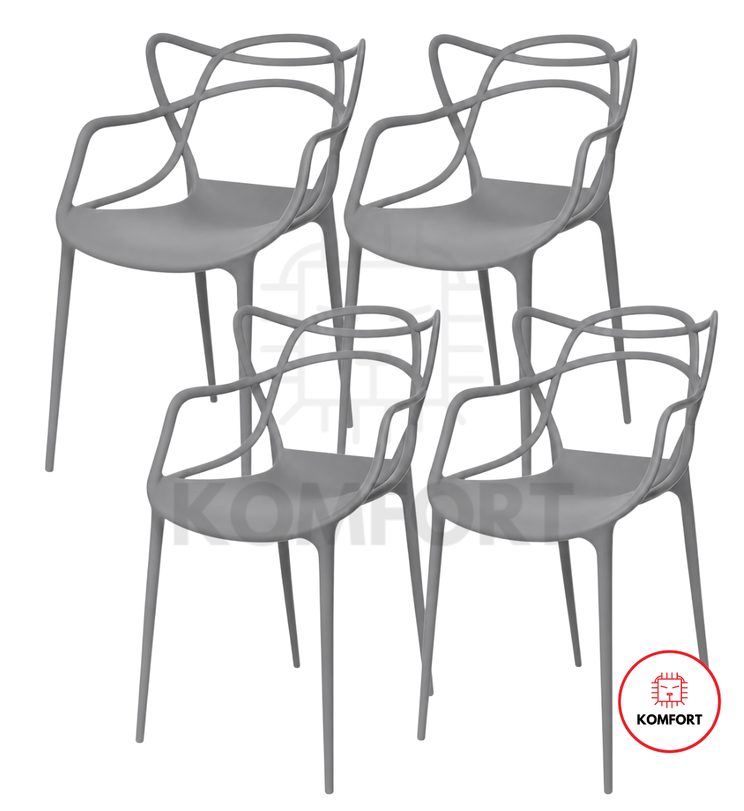 Set de 4 Sillas de Diseño Moderno para Interior y Exterior | KOMFORT