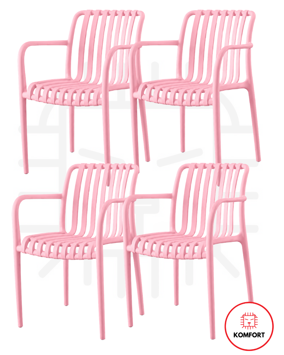 Set de 4 Sillas Modernas Apilables para Interior y Exterior | KOMFORT