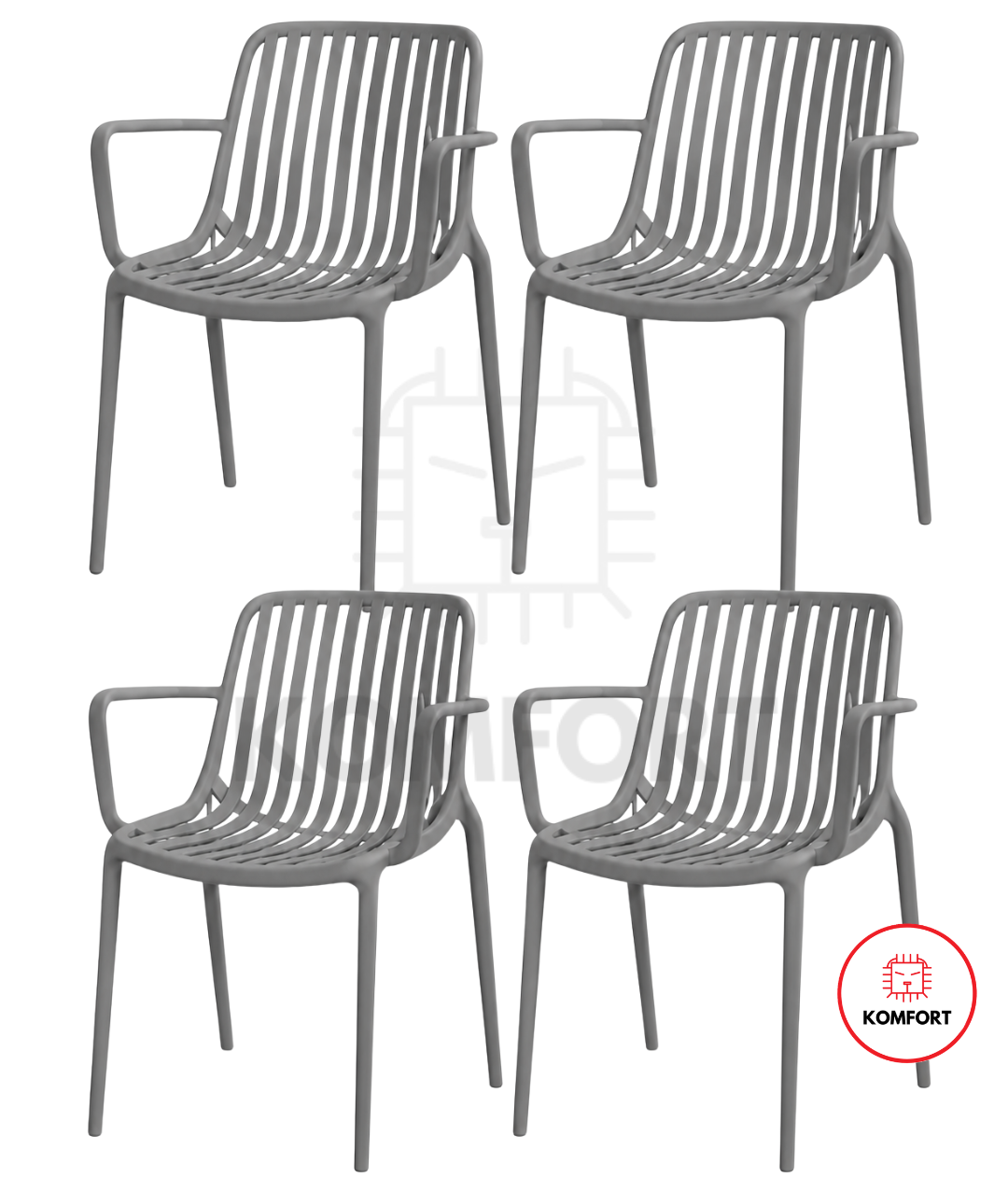 Set de 4 Sillas Modernas Apilables para Interior y Exterior | KOMFORT