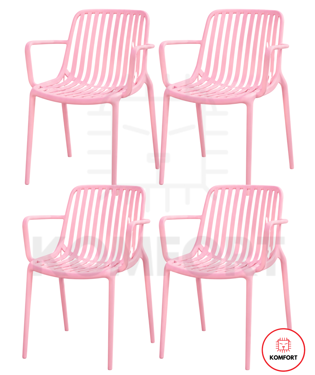 Set de 4 Sillas Modernas Apilables para Interior y Exterior | KOMFORT