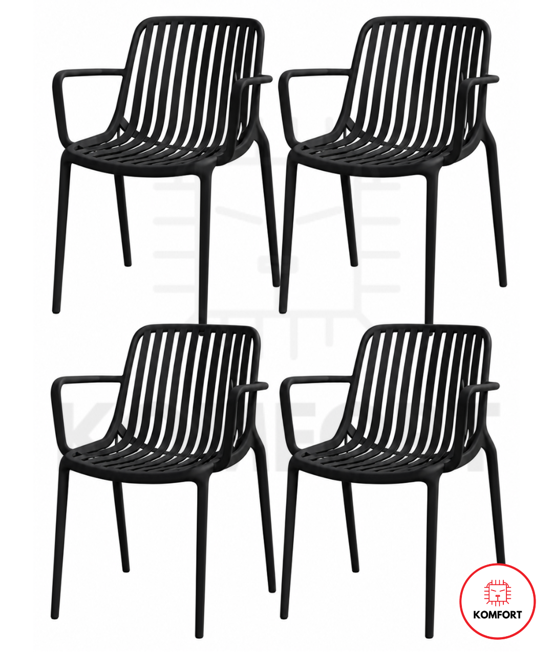 Set de 4 Sillas Modernas Apilables para Interior y Exterior | KOMFORT