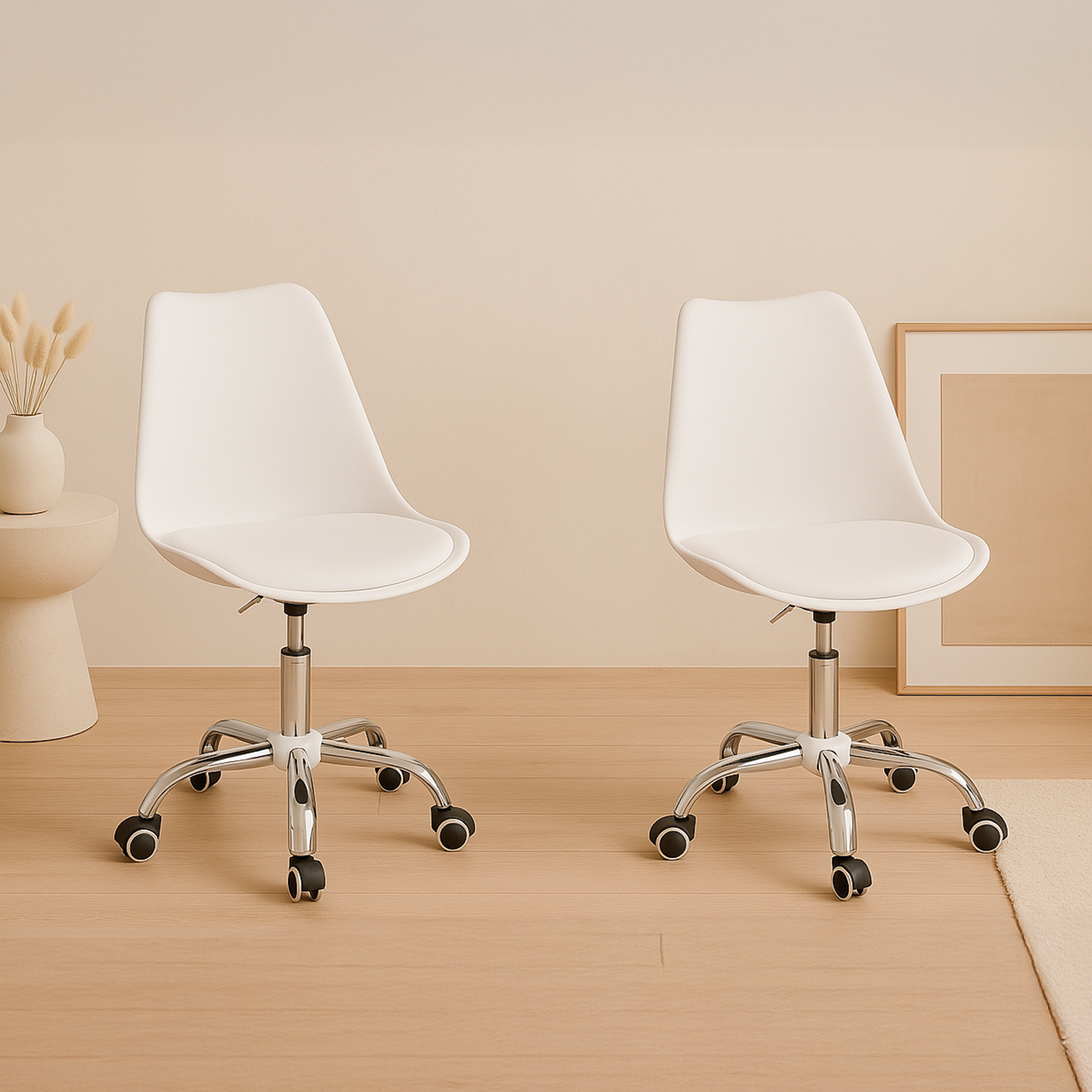 SET DE 2 SILLAS TULIP CON RUEDAS