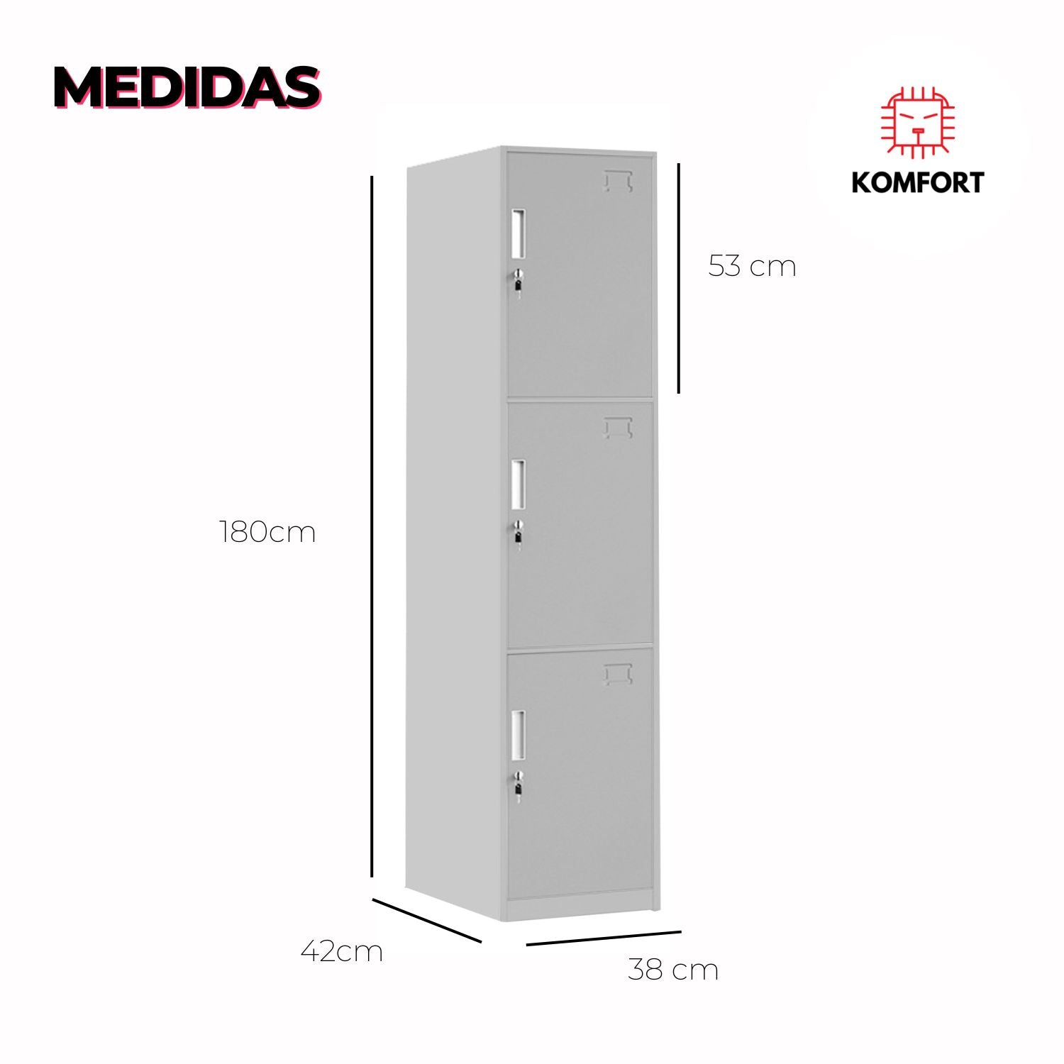 Locker Metálico 3 Puertas con Llave