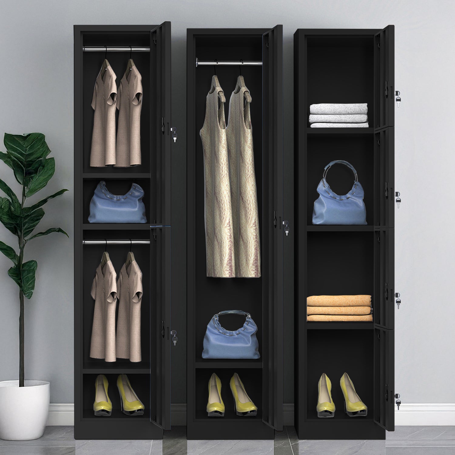 Locker Metálico 3 Puertas con Llave