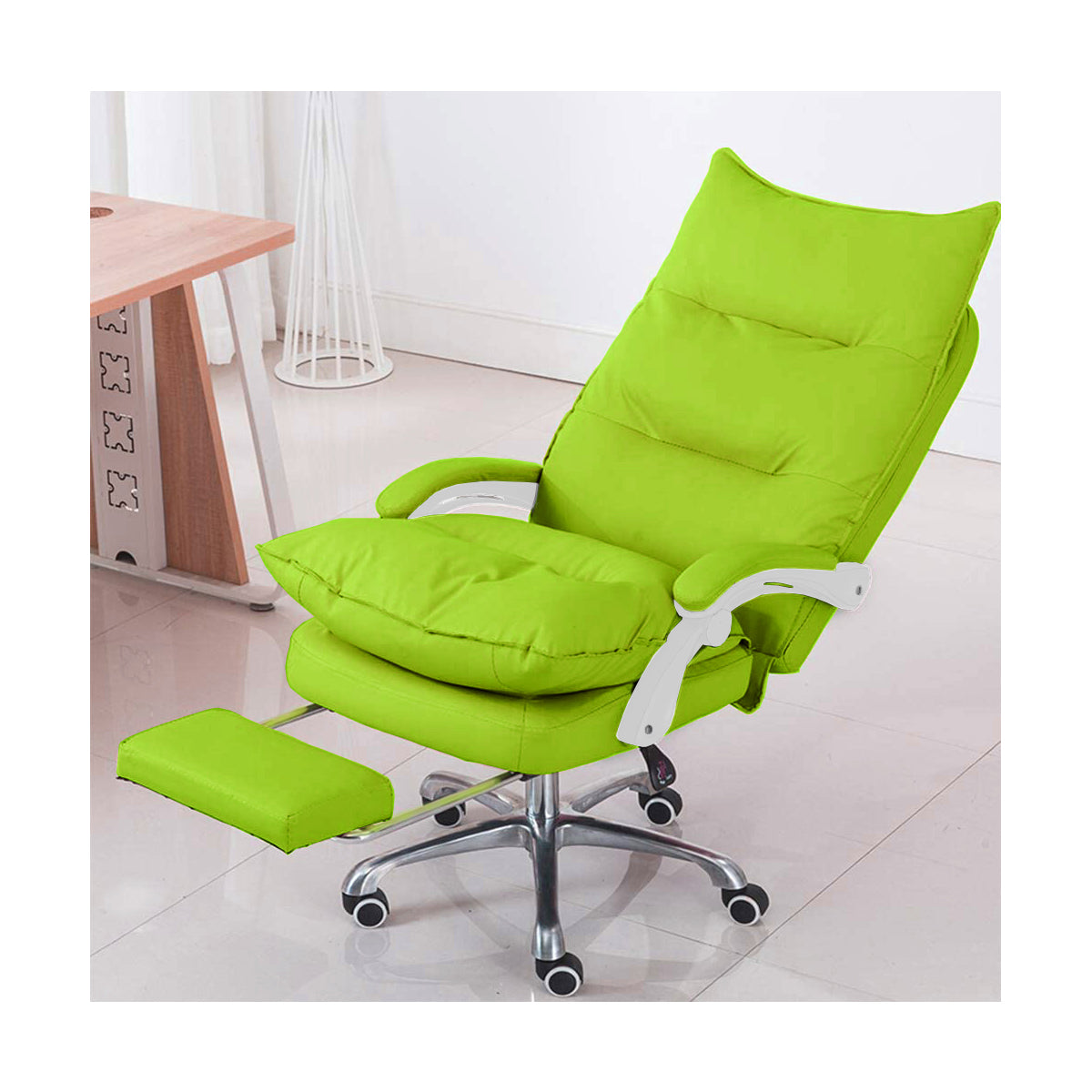 Silla Ejecutiva Reclinable con Reposapiés en Piel Sintética Nappa | KOMFORT