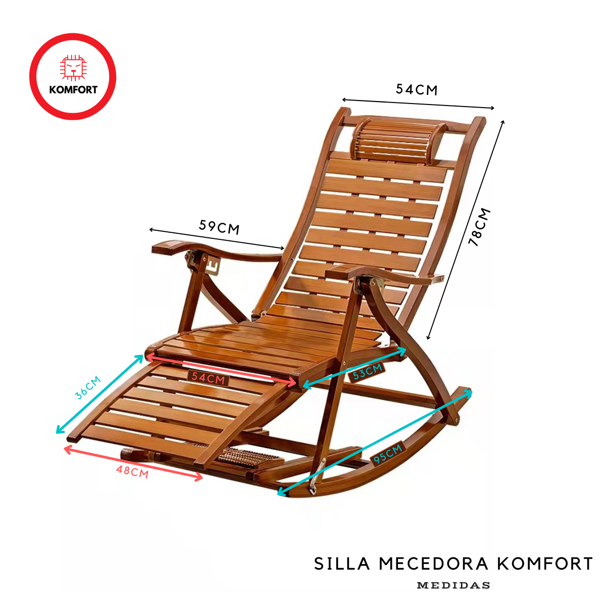 Mecedora Reclinable de Bambú - Komfort