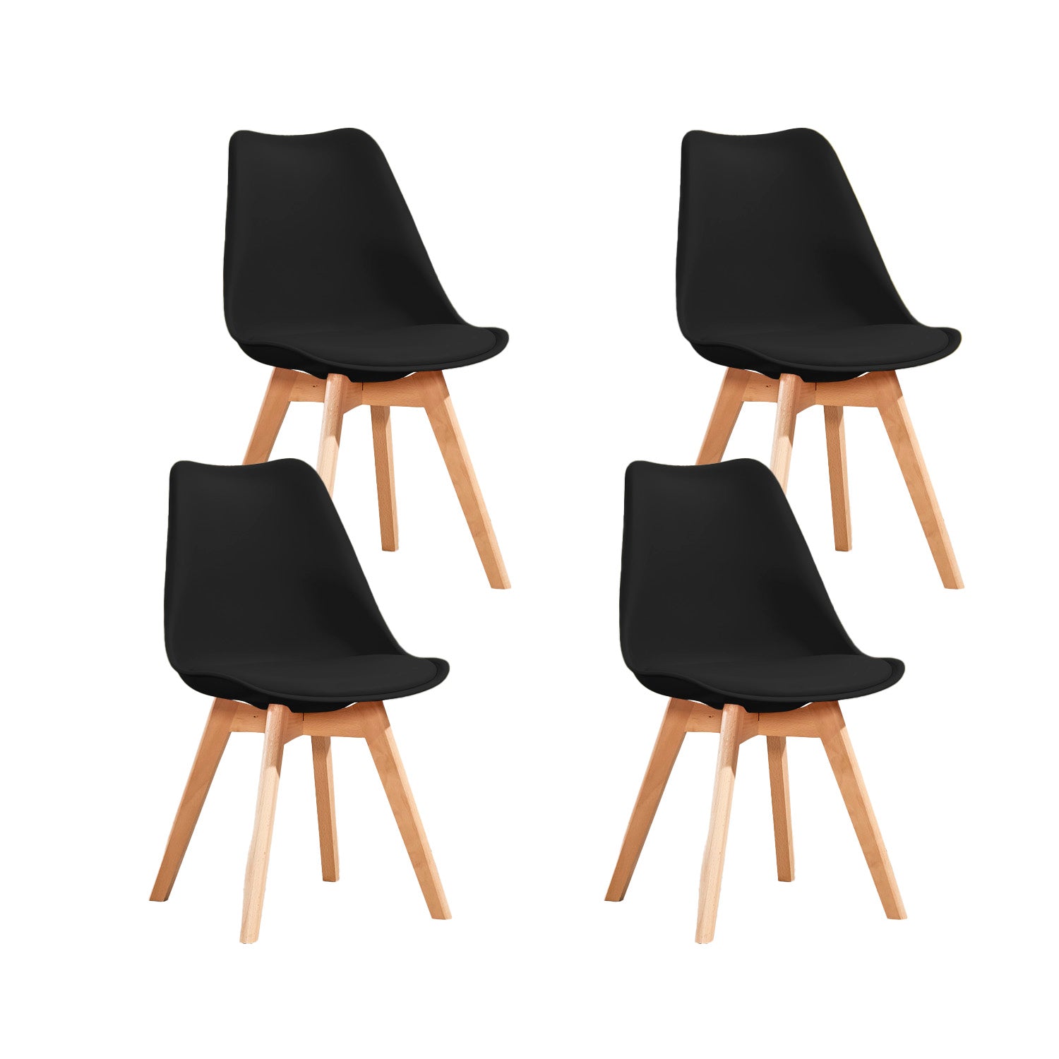 Set de 4 Sillas de Comedor Minimalista Eames Komfort Negro