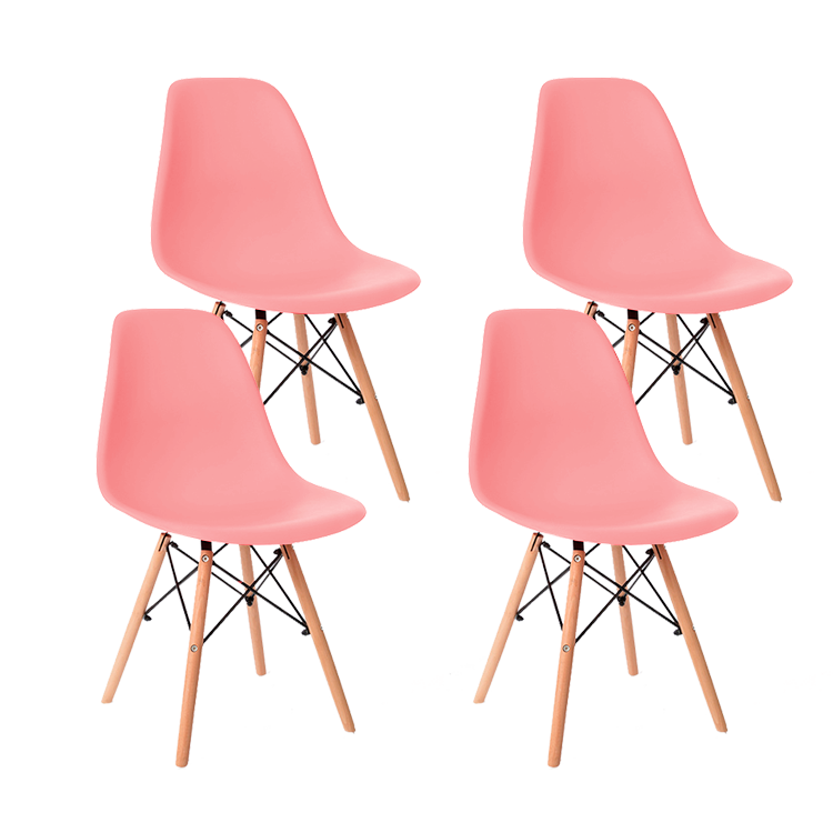 Set de 4 Sillas de Comedor Minimalista Eames Komfort Rosa