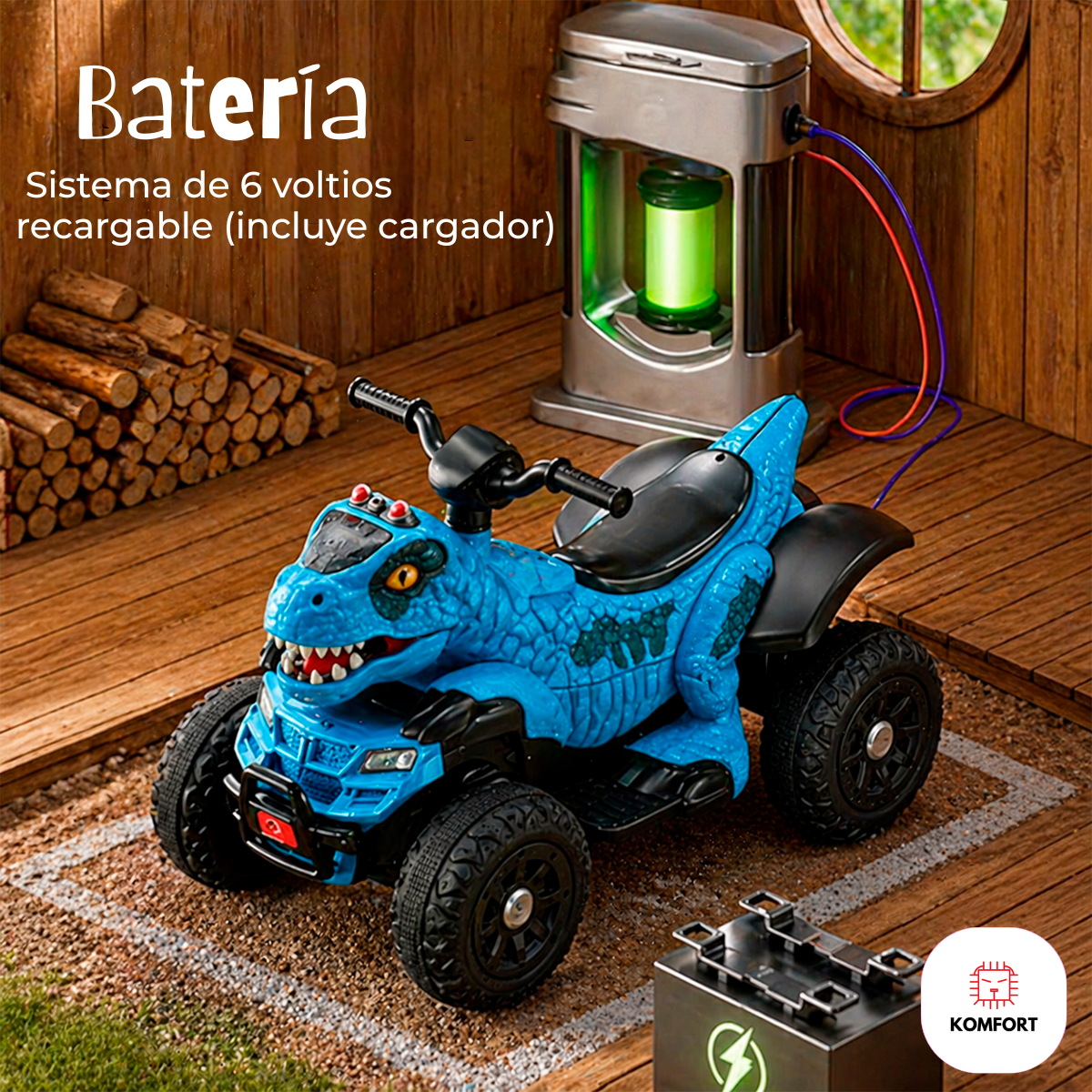 Cuatrimoto Infantil Velociraptor Eléctrica con Sonido | KOMFORT