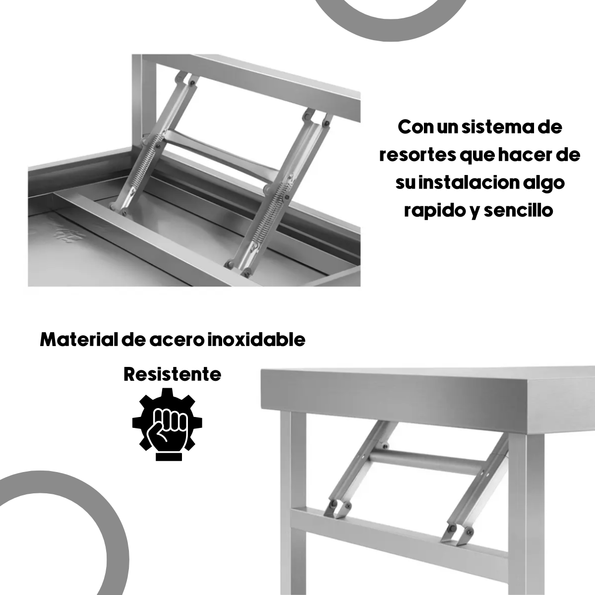 Mesa Rectangular de Acero Inoxidable KOMFORT