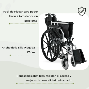 Silla de Ruedas Plegable con Frenos y Reposapiés Abatibles | KOMFORT