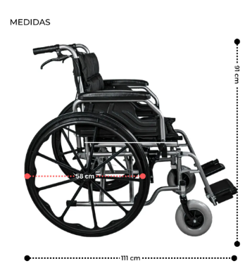 Silla de Ruedas Plegable con Frenos y Reposapiés Abatibles | KOMFORT