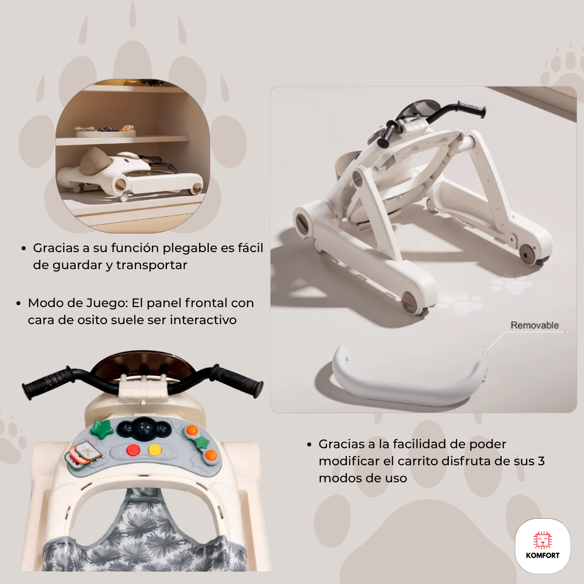 Andadera Infantil Multifuncional Osito con Música | KOMFORT