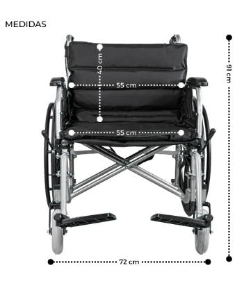 Silla de Ruedas Plegable con Frenos en Empuñaduras y Reposapiés Abatibles