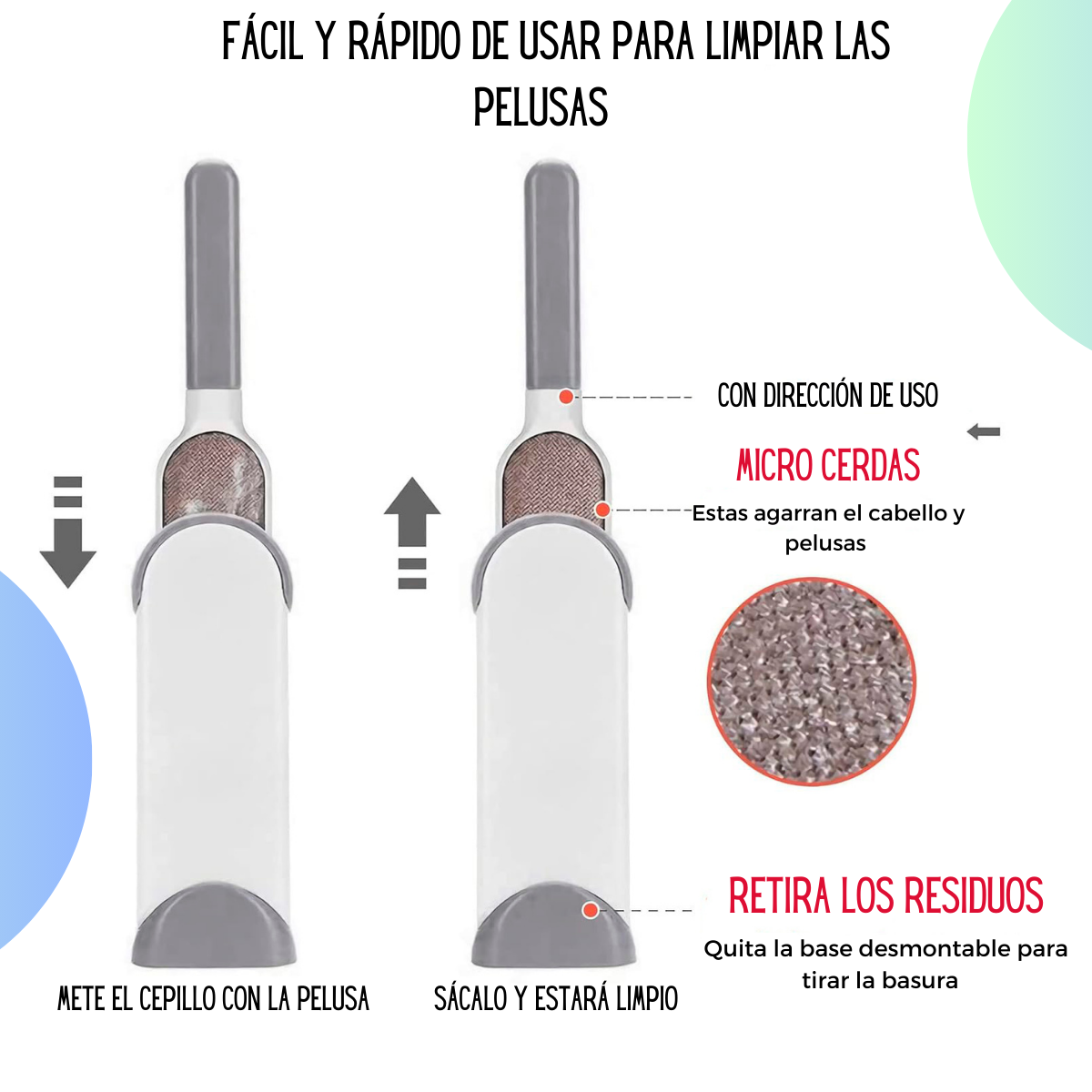 Pack De 4 Cepillos Removedores De Pelusa Komfort Multiusos