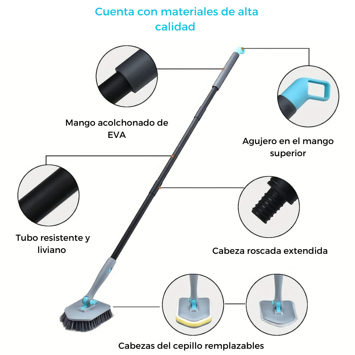 Cepillo de Limpieza 3 en 1 con Mango Retráctil | KOMFORT