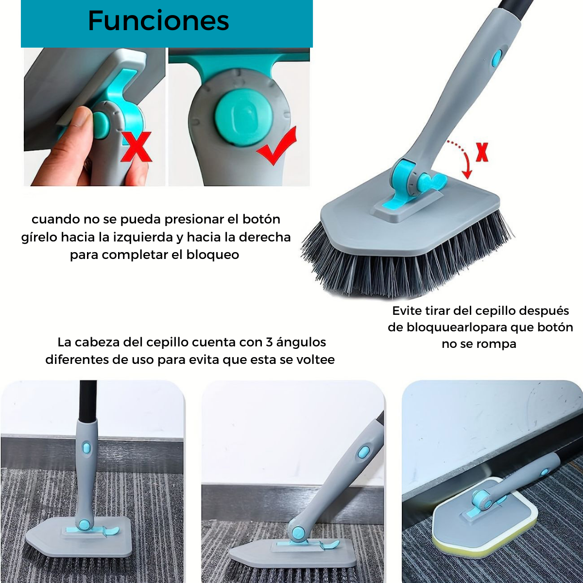 Cepillo de Limpieza 3 en 1 con Mango Retráctil | KOMFORT