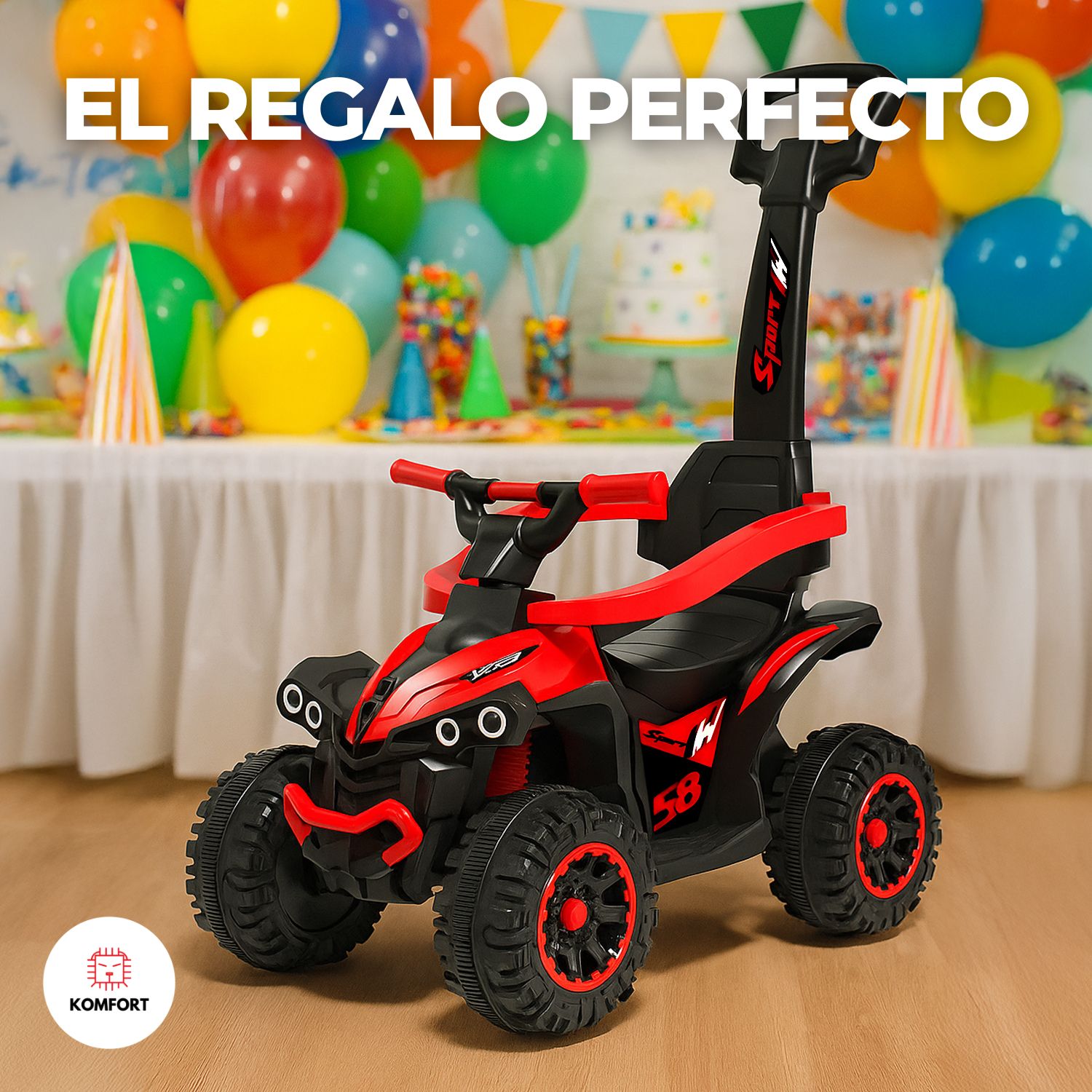 Mini Cuatrimoto Eléctrica Infantil 2 en 1 con Luces | KOMFORT