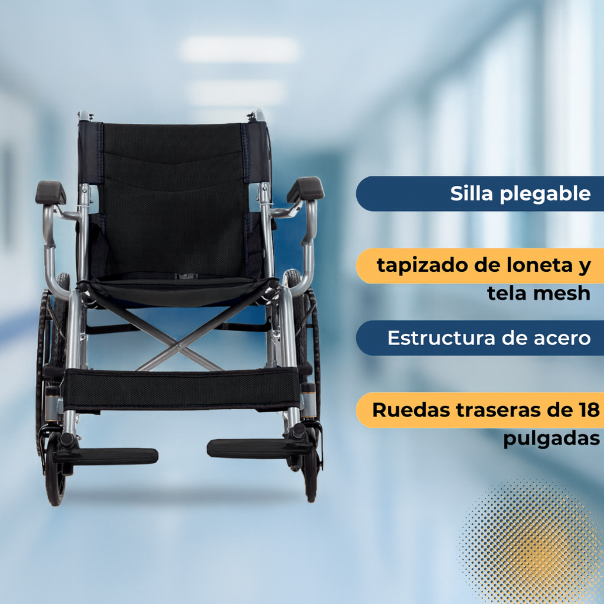 Silla de Ruedas Plegable con Respaldo Abatible | KOMFORT