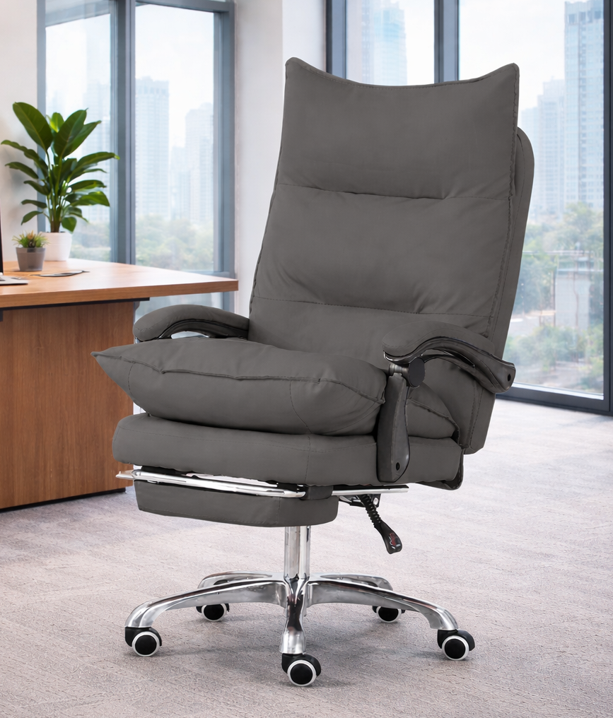 Silla Ejecutiva Reclinable con Reposapiés - Piel Sintética Nappa