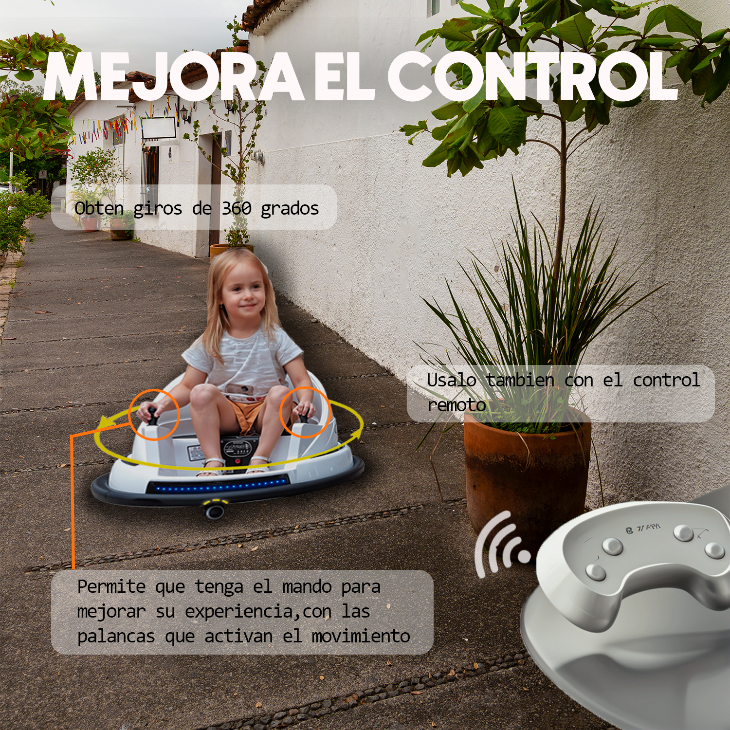 Bumper Car Eléctrico Infantil 360° con Luces LED | KOMFORT