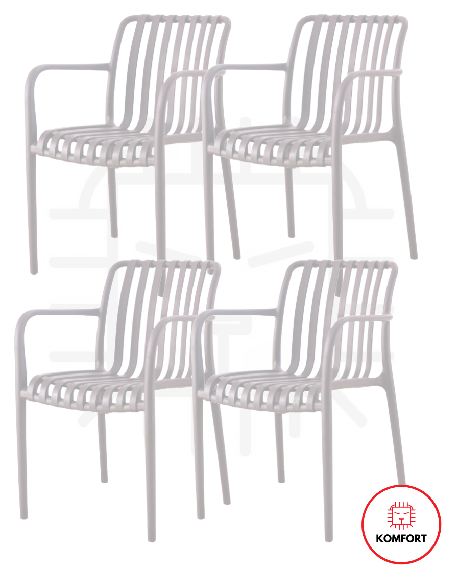 Set de 4 Sillas Modernas Apilables para Interior y Exterior | KOMFORT