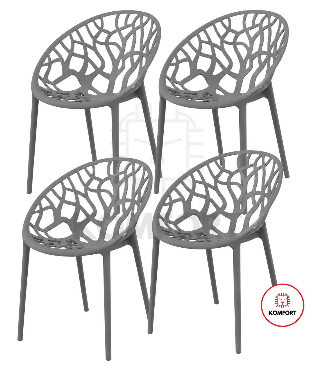 Set de 4 Sillas Modernas Diseño Árbol para Interior y Exterior | KOMFORT