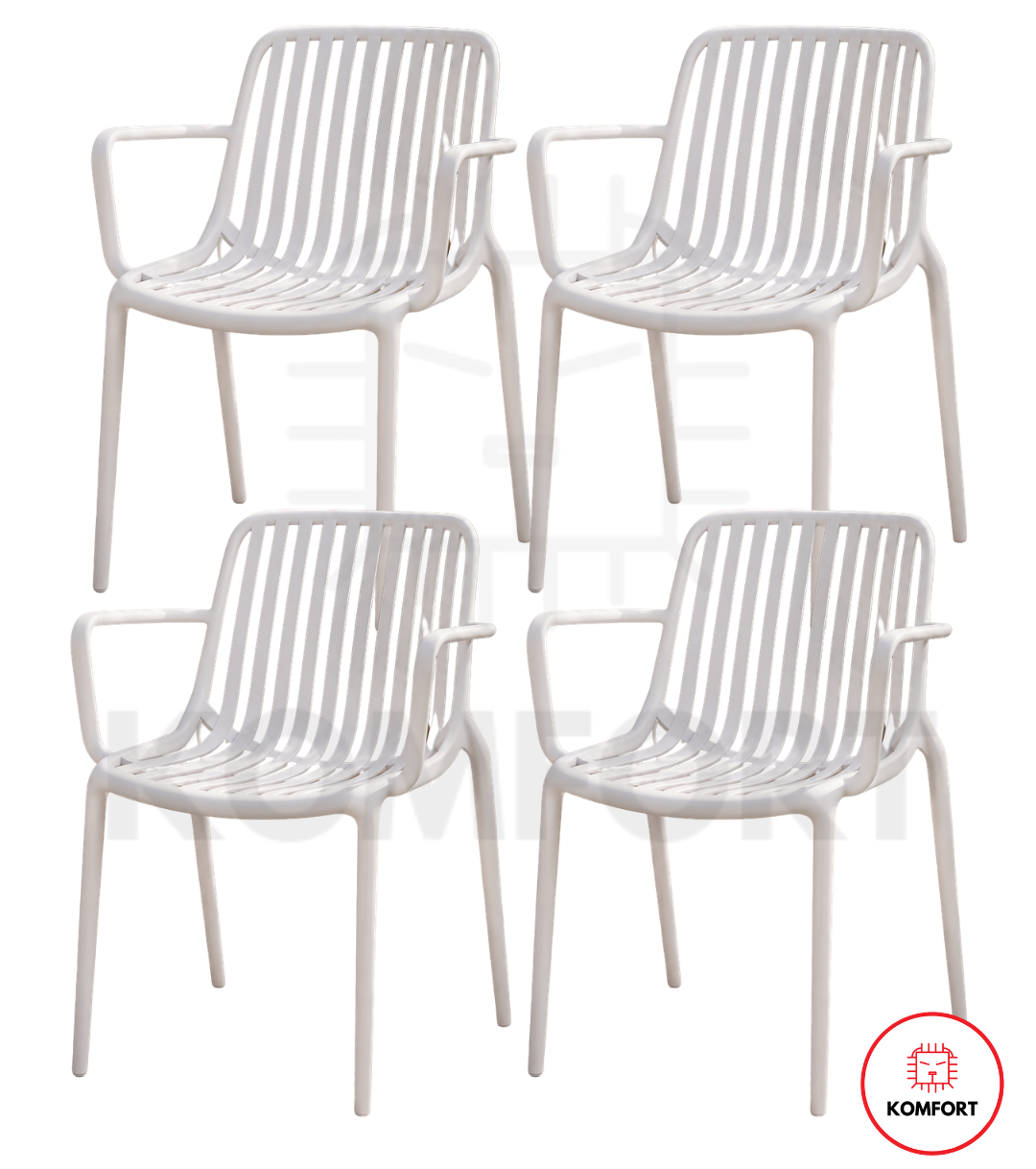 Set de 4 Sillas Modernas Apilables para Interior y Exterior | KOMFORT