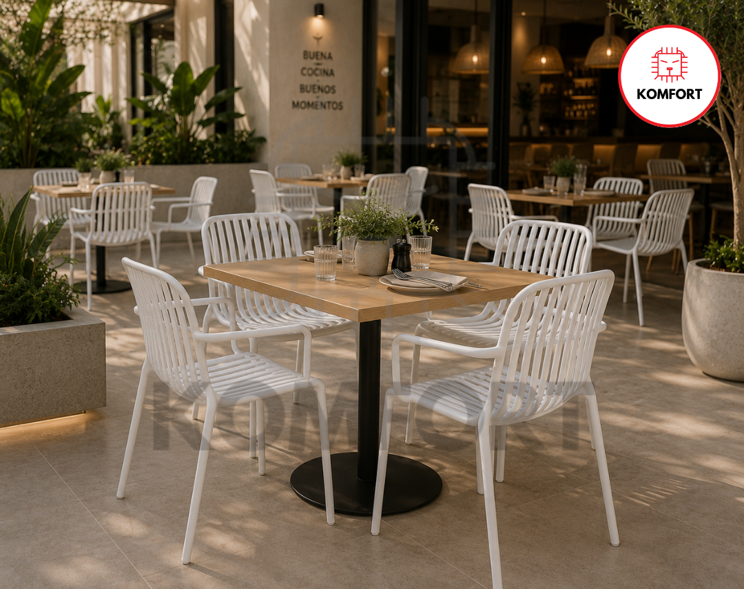 Set de 4 Sillas Modernas Apilables para Interior y Exterior | KOMFORT